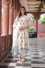 Arihantam Bluebell Breeze A-Line Cotton Printed Suit Set