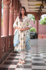 Arihantam Bluebell Breeze A-Line Cotton Printed Suit Set