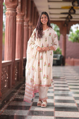 Arihantam Blush Bloom A-Line Cotton Printed Suit Set