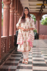 Arihantam Blush Bloom A-Line Cotton Printed Suit Set