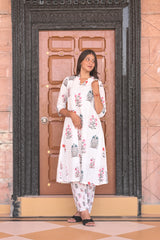 Arihantam Garden Whisper White Schiffli Kurti Set