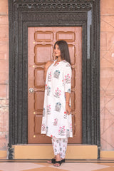Arihantam Garden Whisper White Schiffli Kurti Set