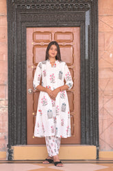Arihantam Garden Whisper White Schiffli Kurti Set