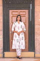Arihantam Garden Whisper White Schiffli Kurti Set