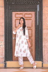 Arihantam Ivory Bloom Schiffli Anarkali Set