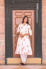 Arihantam White Meadow Cotton Kurta Set