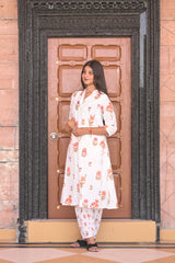 Arihantam White Meadow Cotton Kurta Set