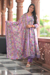 Arihantam Lavender Garden 3-Piece Anarkali Set