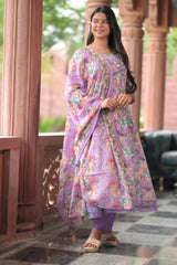 Arihantam Lavender Garden 3-Piece Anarkali Set