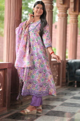 Arihantam Lavender Garden 3-Piece Anarkali Set