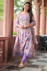 Arihantam Lavender Garden 3-Piece Anarkali Set