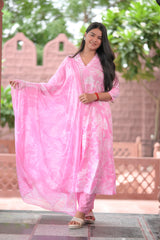 Arihantam Gulabi Grace Pure Anarkali 3-Piece Cotton Kurti