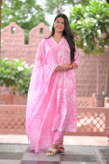 Arihantam Gulabi Grace Pure Anarkali 3-Piece Cotton Kurti