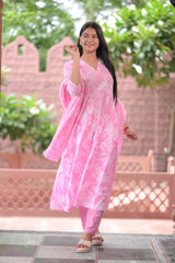 Arihantam Gulabi Grace Pure Anarkali 3-Piece Cotton Kurti