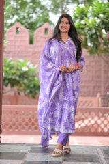 Arihantam Lilac Whisper Cotton Anarkali 3-Piece Set