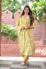 Arihantam Meadow Glow Cotton Anarkali 3-Piece Set