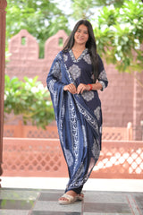 Arihantam Indigo Grace 3-Piece Cotton Kurti Set