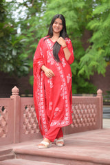 Arihantam Scarlet Vine – 3-Piece Cotton Kurti Set with Dupatta