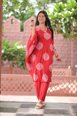 Arihantam Ruby Bloom – 3-Piece Cotton Kurti Set with Dupatta